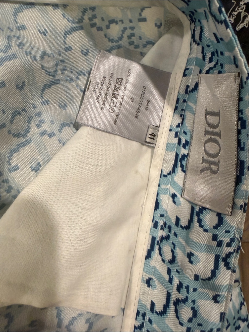 Dior Light Blue and Navy Jacquard Skirt